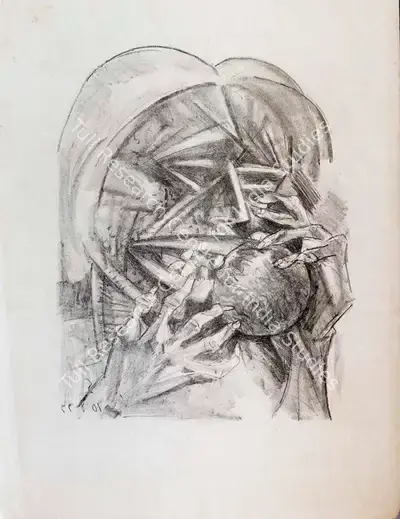 Somnath Hore (Artist), Hiroshima (Wounds Verso), 1977, Painting