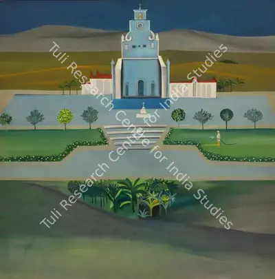 Khakhar, Bhupen (Artist). Church and Gardener, 1970 | Painting, So.NeY/15.03.16, 2016 · Sotheby's