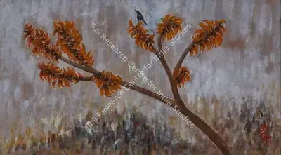 Rathindranath Tagore (Artist), Untitled (Palash Tree with Birds), Painting