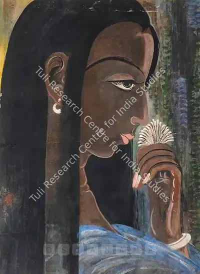 Sudhir Khastgir (Artist), Rustic Beauty, 1943, Painting