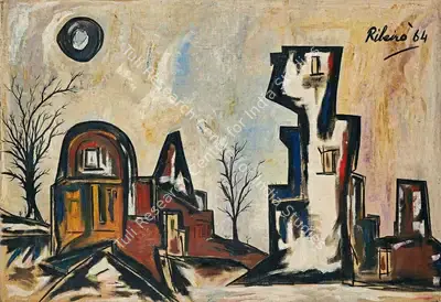 Lance Ribeiro (Artist), Untitled (Townscape), 1964, Painting