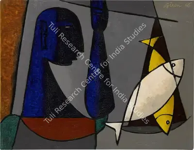 Biren De (Artist), Man Weighing Fish, 1956, Painting