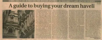 Pankaj Molekhi (Reporter), A Guide to Buying your Dream Haveli, 2011, Newspaper Clipping