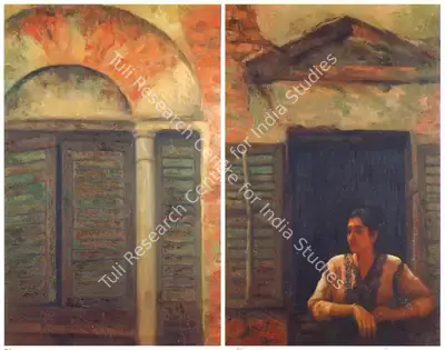 Sanjay Bhattacharya (Artist), Woman At The Window, 1990, Painting