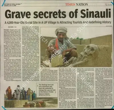 Atul Sethi (Writer), Grave Secrets of Sinauli, 2006, Newspaper Clipping
