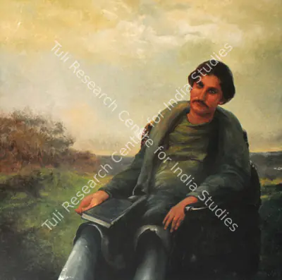 Bikash Bhattacharjee (Artist), Portrait of Bankim Chandra Chattopadhyay, 1991, Painting