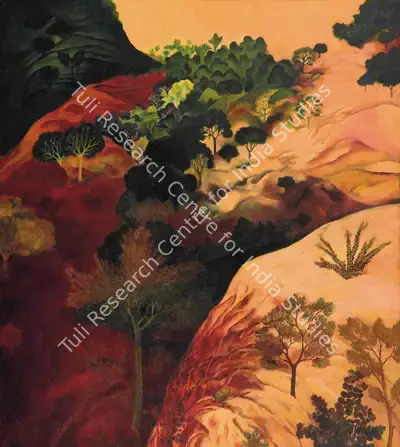 G.M. Sheikh (Artist), Beyond the Ridge, 1976, Painting