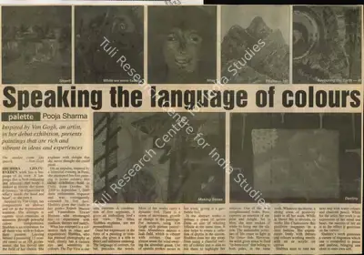 Pooja Sharma (Reporter), Speaking the Language of Colours, 2009, Newspaper Clipping