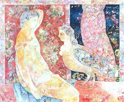Sakti Burman (Artist), Conversation, 2001, Painting
