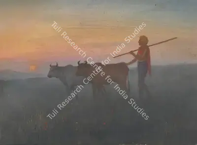 J.P. Gangooly (Artist), Untitled (Shepherd with Cows), Painting