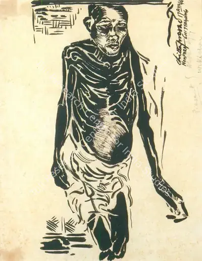 Chittaprosad (Artist), Bengal Famine, 1944, Painting