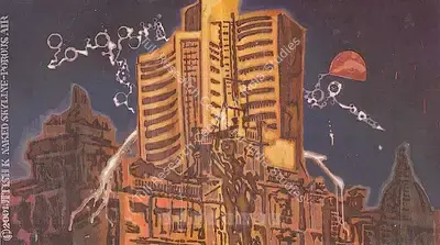 Jitish Kallat (Artist), Naked Skyline Porous Air Ii, 2001, Painting