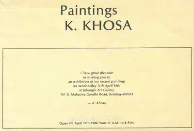 K. Khosa (Artist), K. Khosa, 1984, Solo Exhibition Catalogue