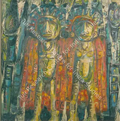 Rabin Mondal (Artist), Tribal couple, 1978, Painting