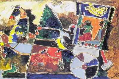 M.F. Husain (Artist), The Bridal Tonga, 1953, Painting
