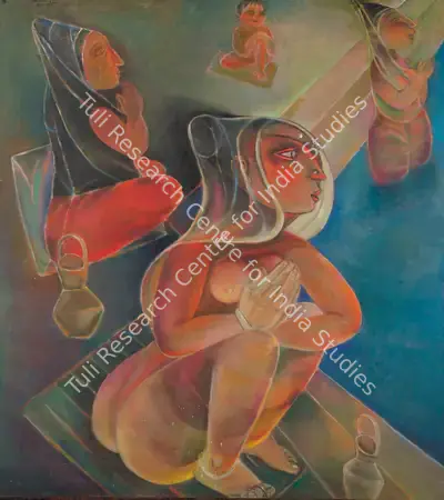 Sen, Paritosh (Artist). Women At A Sacred Tank, 1989 | Painting, Os.Del/20.07.06, 2006 · Osian's
