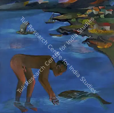 Khakhar, Bhupen (Artist). Fisherman, 1987 | Painting, Pu.Mum/25.09.25, 2025 · Pundole