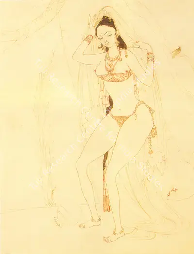 M.A.R. Chughtai (Artist), Yakshi, Drawing