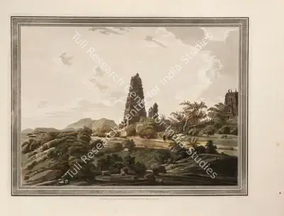 John William Edy (Engraver), Pagodas at Maugry with a distant view of Sewandroog, 1794, Engraving