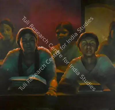 Bikash Bhattacharjee (Artist), Evening Class, 1985, Painting