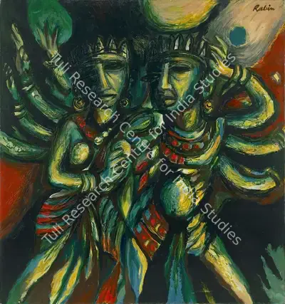Mondal, Rabin (Artist). Court Dancers I, 1997 | Painting, AG.Mum/20.06.17, 2017 · Asta Guru