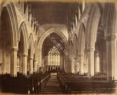 Samuel Bourne (Photographer), Interior of the Umballa Church, 1865, Antiquarian Photograph
