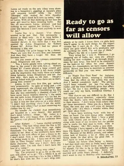 N. Bharathi (Interviewer), Ready to go as far as censors will allow, 1975, Conversation