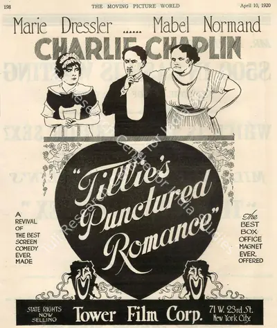 Mack Sennett (Director), Tillie's Punctured Romance, 1914, Film Advertisement