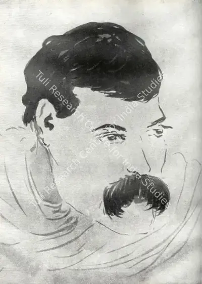 Gaganendranath Tagore (Artist), Portrait Study, Drawing