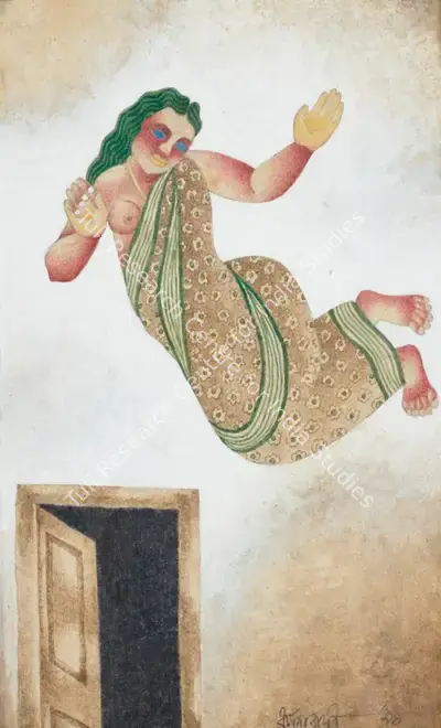 Dharmanarayan Dasgupta (Artist), Untitled (Woman with Door), 1994, Painting