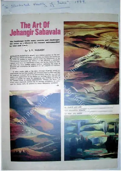 S.V. Vasudev (Writer), The Art of Jehangir Sabavala, 1979, Newspaper Clipping