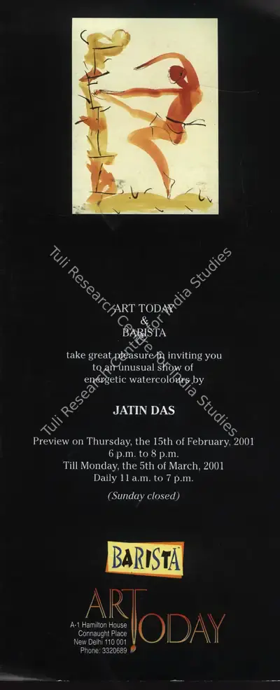 Jatin Das (Artist), Jatin Das, 2001, Solo Exhibition Invitation