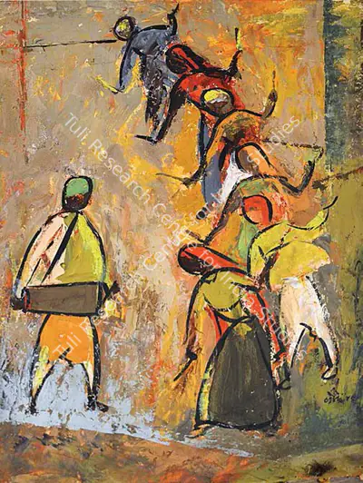 N.S. Bendre (Artist), Dandiya, 1946, Painting
