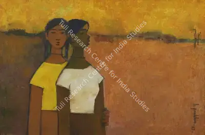 B. Prabha (Artist), Untitled (Two Girls), 1959, Painting
