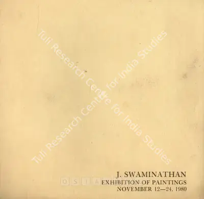 J. Swaminathan (Artist), J. Swaminathan, 1980, Solo Exhibition Catalogue
