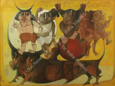 Ali, J. Sultan (Artist). Untitled (Adivasis), 1974 | Painting, Bon.Lon/25.10.21, 2021 · Bonhams