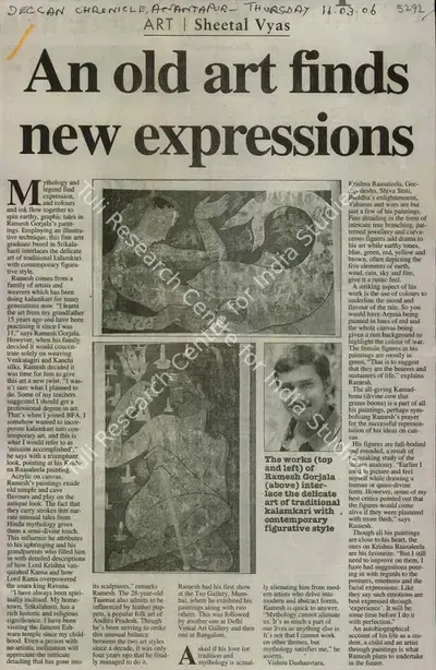 Sheetal Vyas (Reporter), An old art finds new Expressions, 2006, Newspaper Clipping
