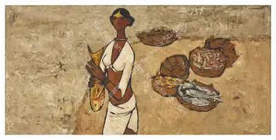B. Prabha (Artist), A Good Catch, 1961, Painting