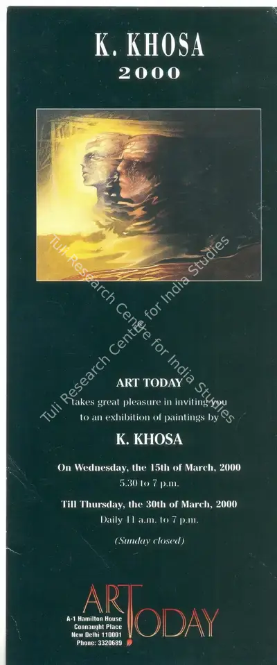 K. Khosa (Artist), K. Khosa, 2000, Solo Exhibition Invitation