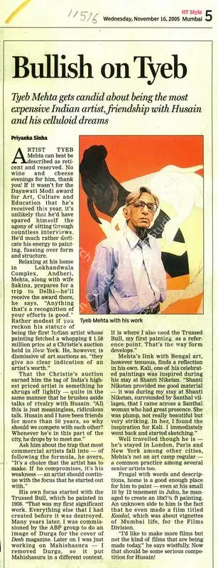 Priyanka Sinha (Writer), Bullish On Tyeb, 2005, Newspaper clipping