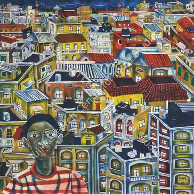 Nandini Goud (Artist), Self Portrait in City, 1996, Painting