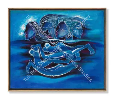 Laxman Pai (Artist), Swimming Pool, 1979, Painting