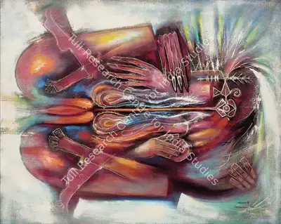 Laxman Pai (Artist), Purush Prakriti In Kamasutra No. 3, 1994, Painting