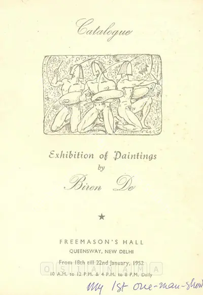 Biren De (Artist), Exhibition of Paintings by Biren De, 1952, Solo Exhibition Catalogue