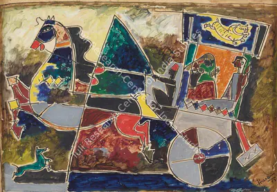 M.F. Husain (Artist), Untitled, 1953, Painting