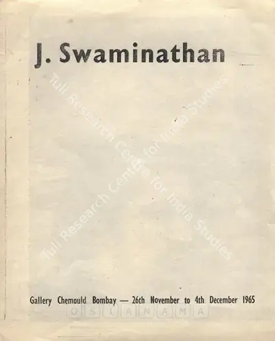 J. Swaminathan (Artist), J. Swaminathan, 1968, Solo Exhibition Catalogue