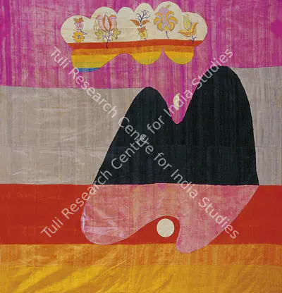 Barwe, Prabhakar (Artist). Untitled. Acid colour on dupion silk stitched on cloth, 1968-1970 | Painting  | 00881128