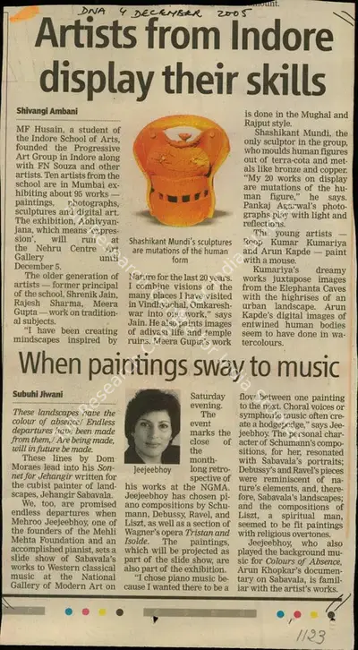 Shivangi Ambani-Gandhi (Reporter), Artists from Indore Display Their Skills, 2005, Newspaper Clipping
