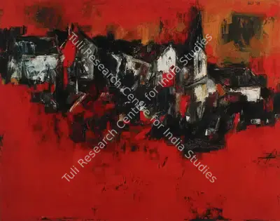 Raza, S.H. (Artist). The Village. Oil on canvas, 1958 | Painting | FineArts | 00599178