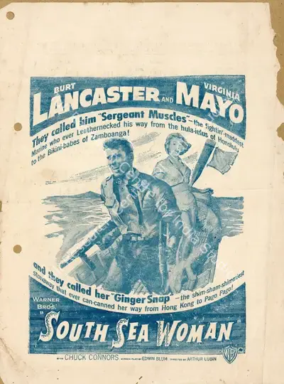 Arthur Lubin (Director), South Sea Woman, 1953, Handbill